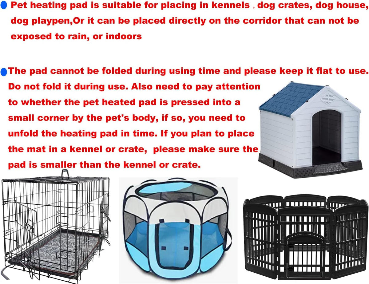 Pet Heating Pad for Small Dogs & Cats - Electric Heated Bed with Timer, Chew Proof, Easy Clean, Round - D16 inch