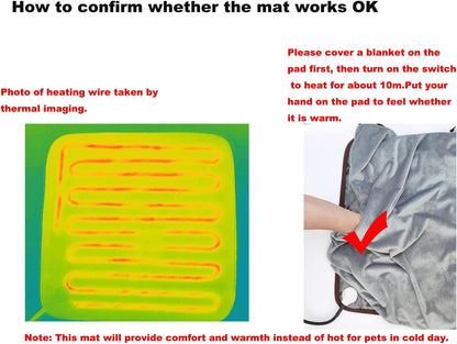 Pet Heating Pad for Small Dogs & Cats - Electric Heated Bed with Timer, Chew Proof, Easy Clean, Round - D16 inch