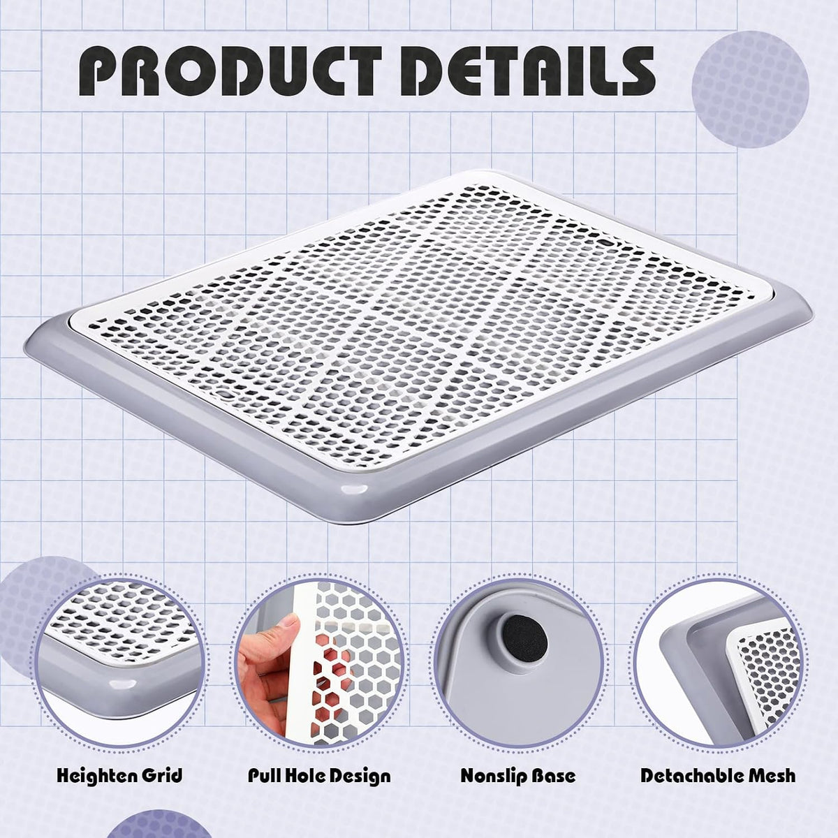 Dog Pee Pad Holder Tray with Mesh Potty Training, 19.69 x 14.17 Inch