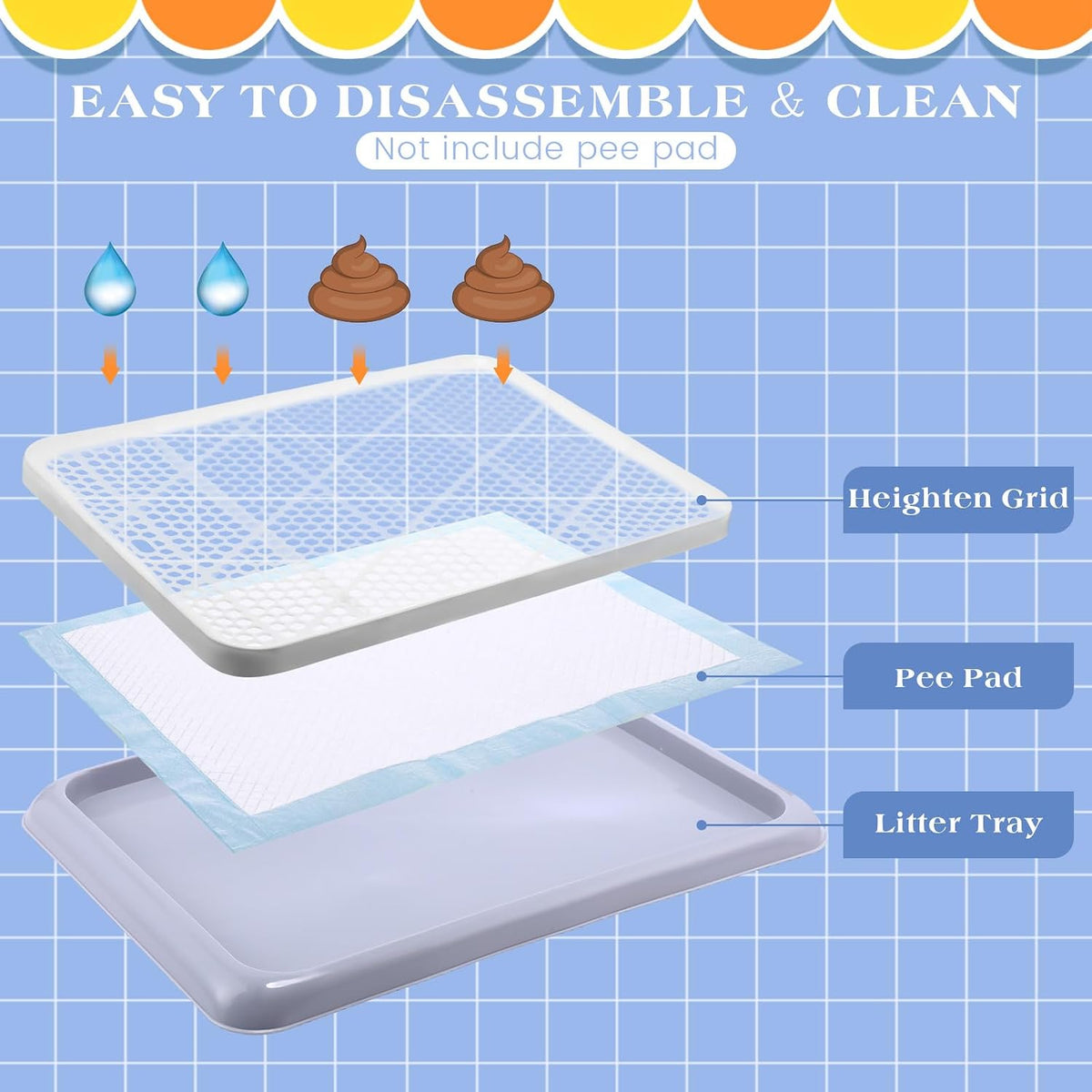 Dog Pee Pad Holder Tray with Mesh Potty Training, 19.69 x 14.17 Inch