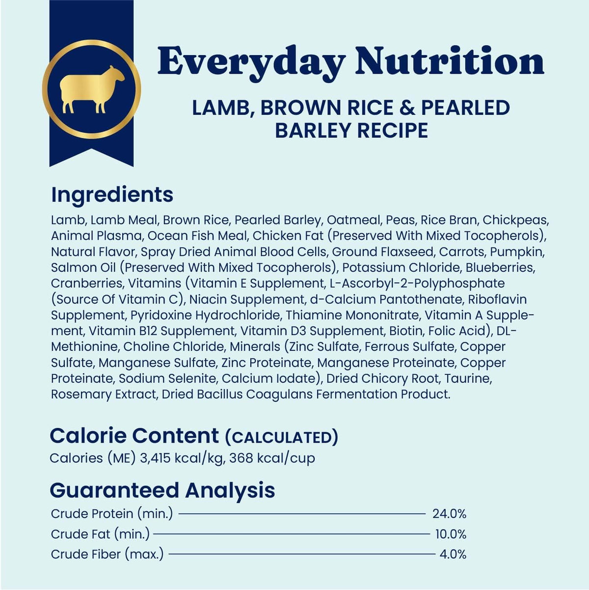 Solid Gold Lamb Dry Dog Food for Adult & Senior Dogs, Probiotics, 22LB