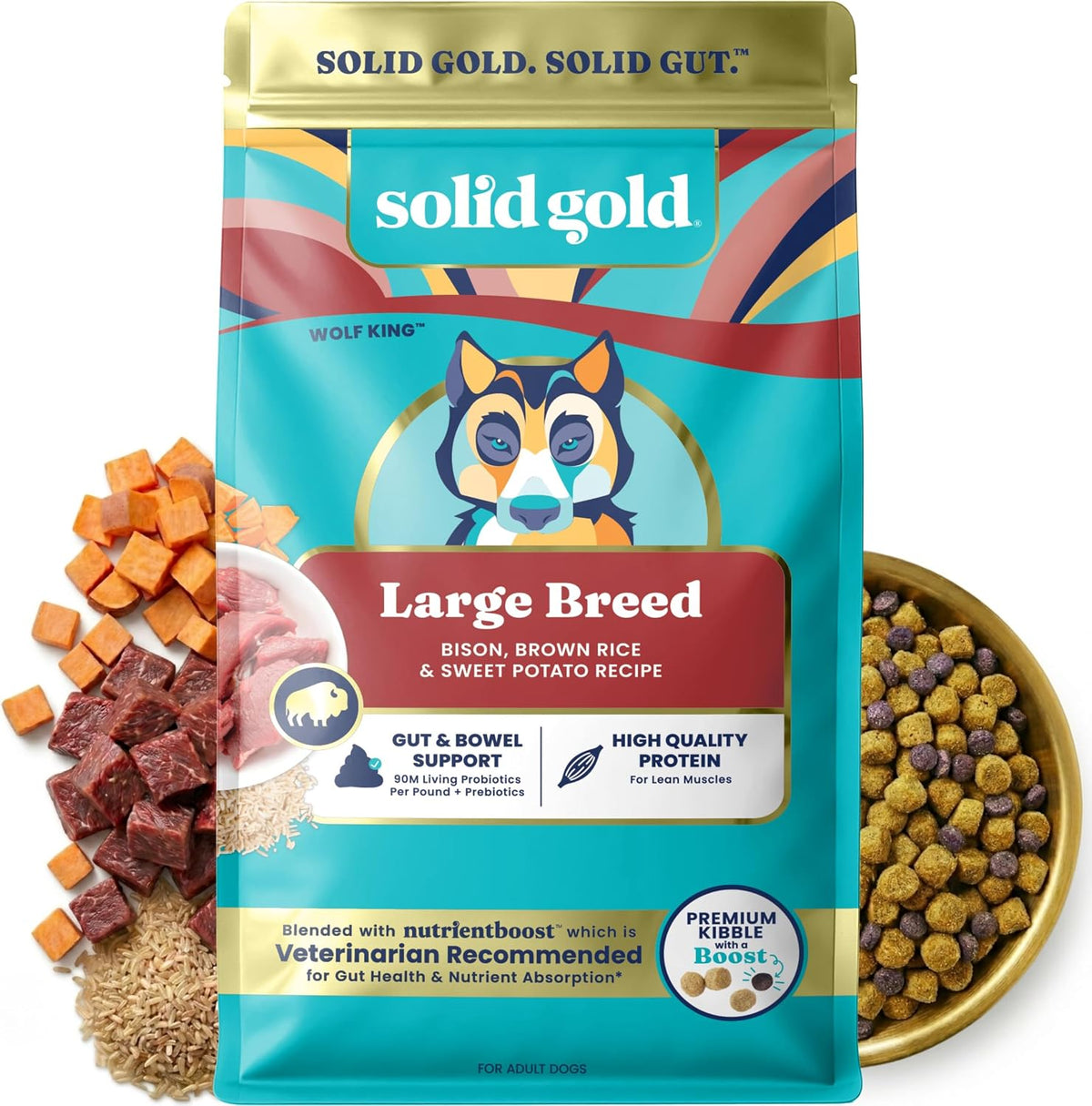 Solid Gold Lamb Dry Dog Food for Adult & Senior Dogs, Probiotics, 22LB