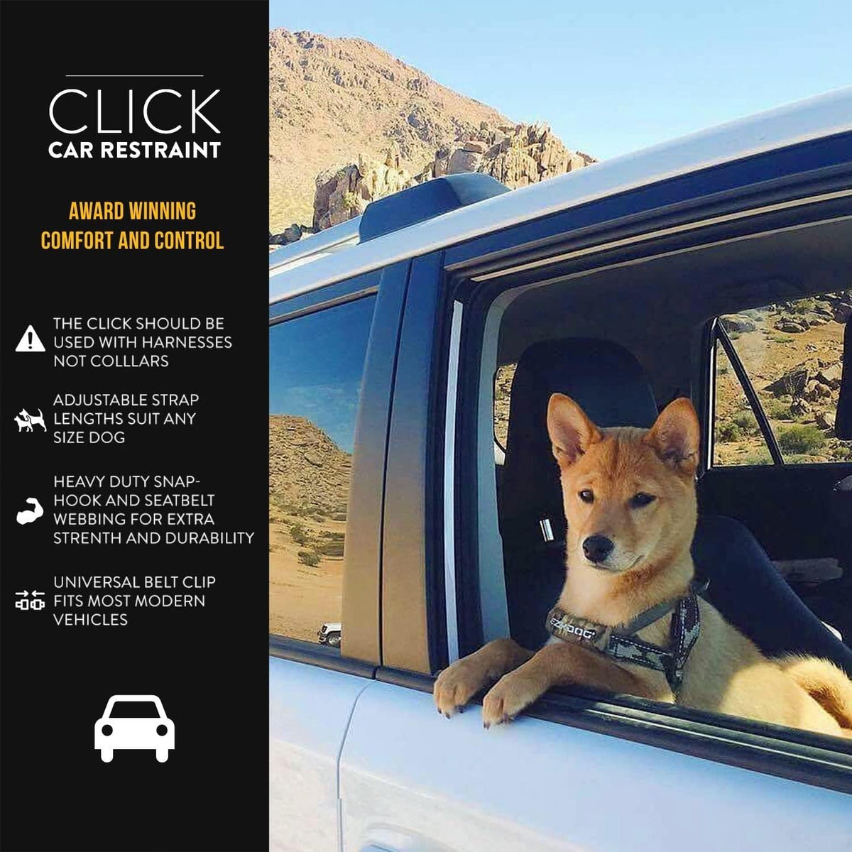 Click - Dog Seat Belt Car Restraint - 17in - 26in