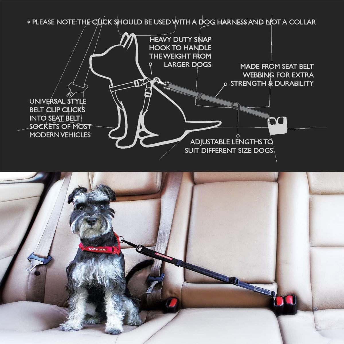 Click - Dog Seat Belt Car Restraint - 17in - 26in