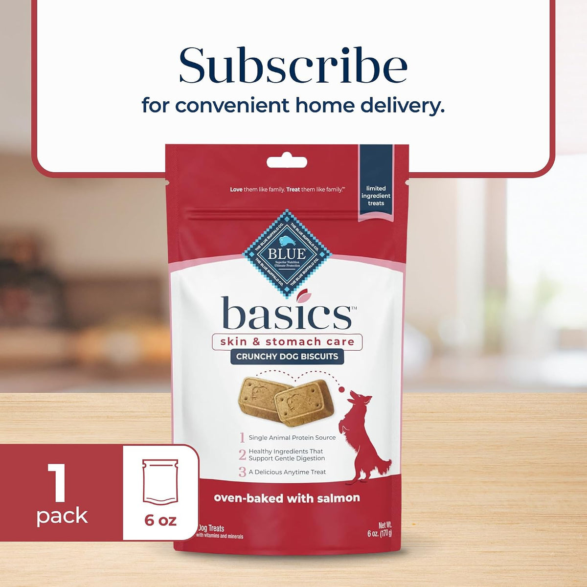 Blue Buffalo Basics Salmon Skin & Stomach Care Dog Biscuits, 6 oz