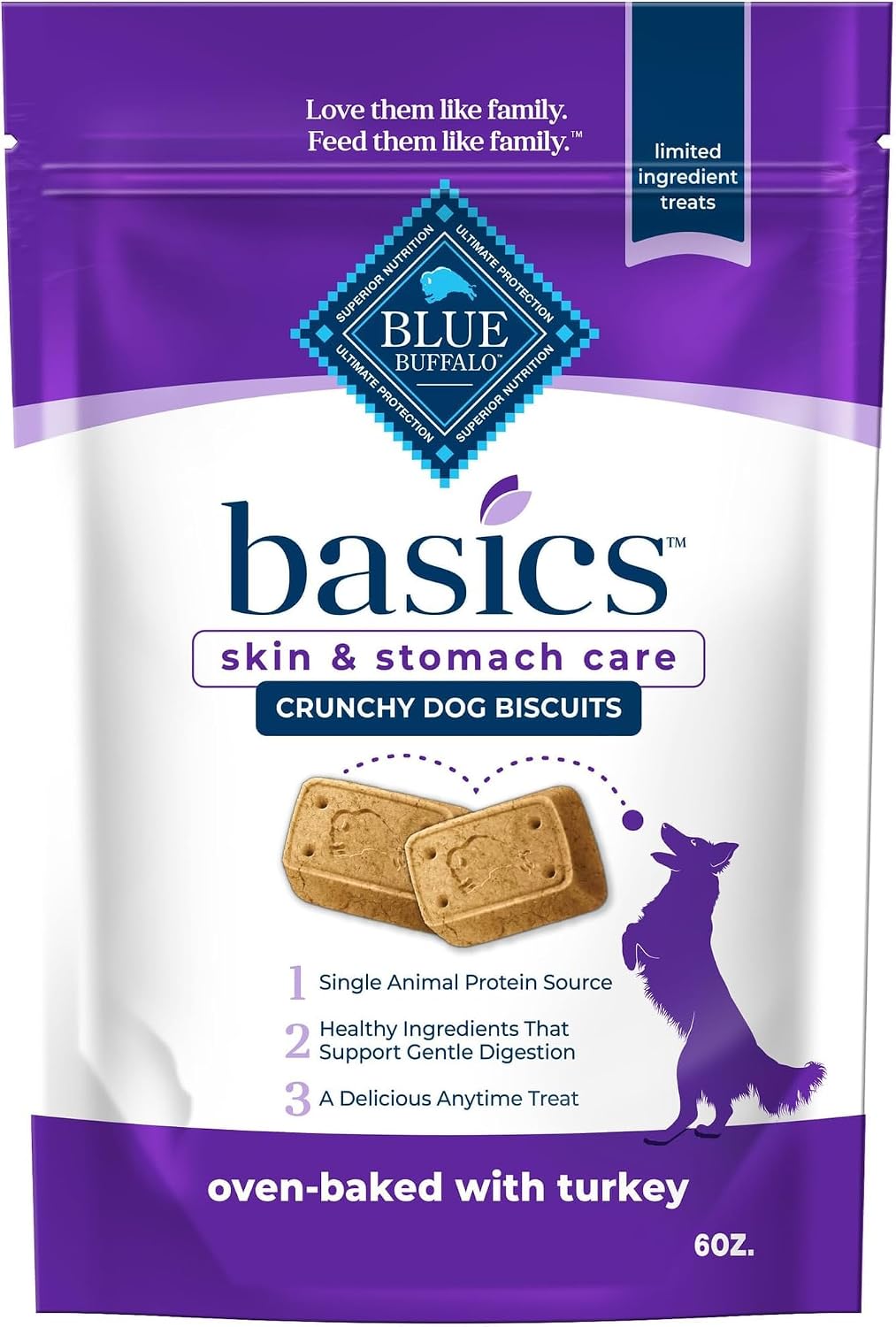 Blue Buffalo Basics Salmon Skin & Stomach Care Dog Biscuits, 6 oz