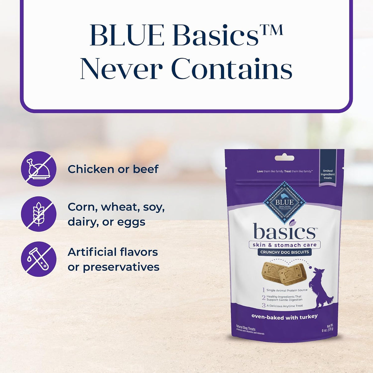 Blue Buffalo Basics Salmon Skin & Stomach Care Dog Biscuits, 6 oz