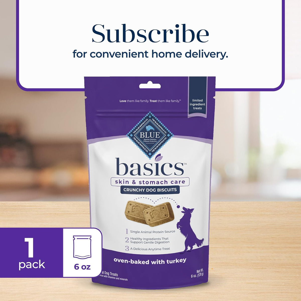 Blue Buffalo Basics Salmon Skin & Stomach Care Dog Biscuits, 6 oz