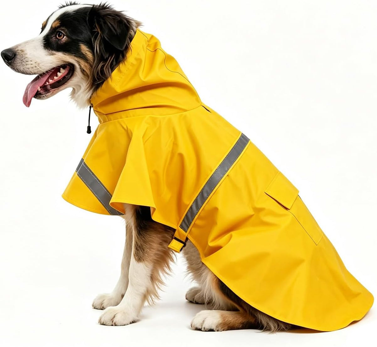 Dog Raincoat, Adjustable Puppy Rain Jacket with Hooded, Lightweight Waterproof Dog Rain Coat for Large Medium Small Dogs(Yellow, Small)