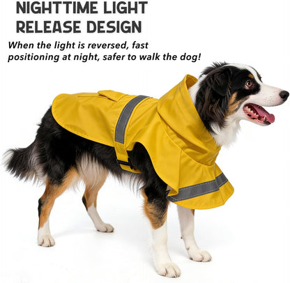 Dog Raincoat, Adjustable Puppy Rain Jacket with Hooded, Lightweight Waterproof Dog Rain Coat for Large Medium Small Dogs(Yellow, Small)