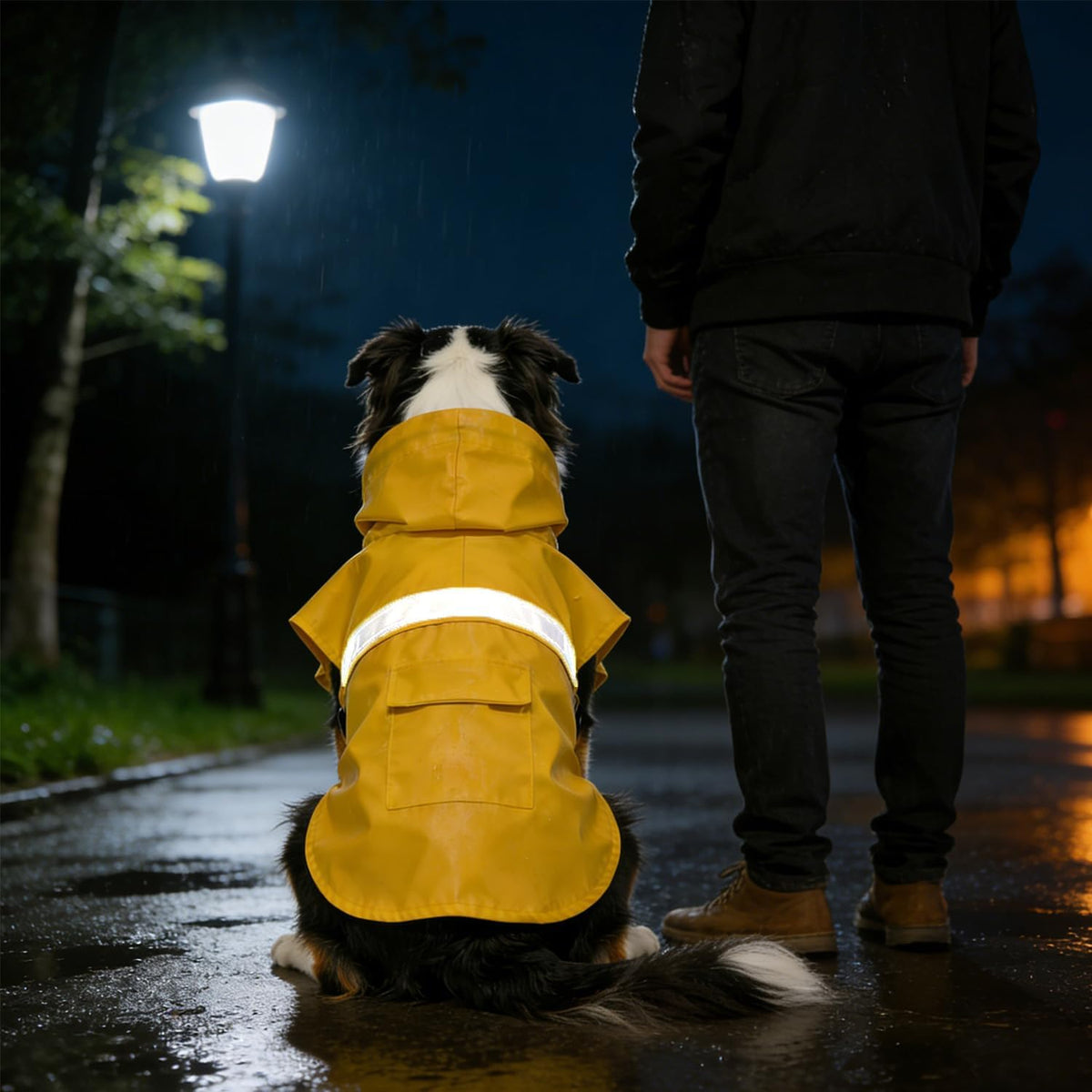 Dog Raincoat, Adjustable Puppy Rain Jacket with Hooded, Lightweight Waterproof Dog Rain Coat for Large Medium Small Dogs(Yellow, Small)