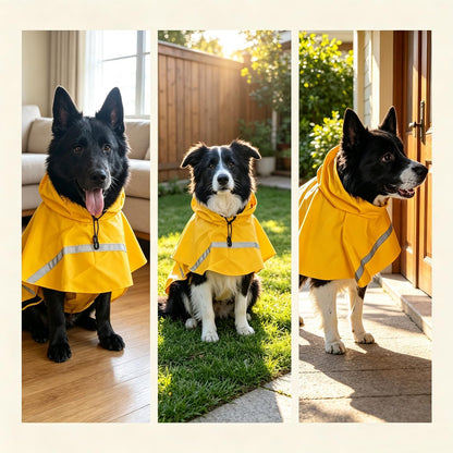 Dog Raincoat, Adjustable Puppy Rain Jacket with Hooded, Lightweight Waterproof Dog Rain Coat for Large Medium Small Dogs(Yellow, Small)