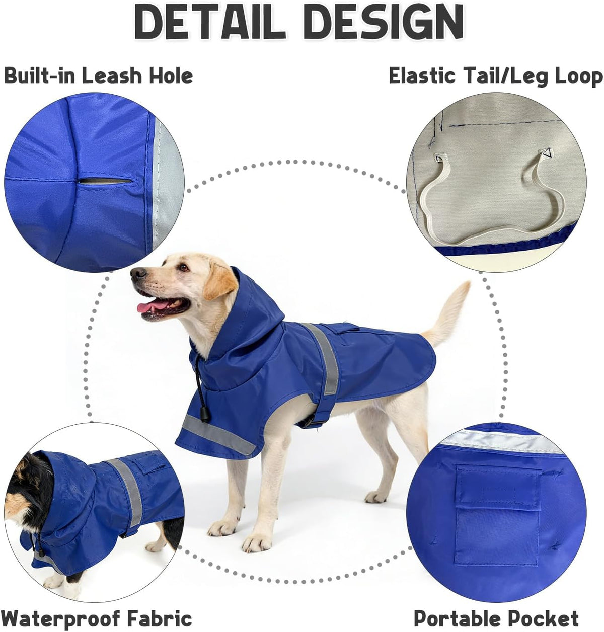 Dog Raincoat, Adjustable Puppy Rain Jacket with Hooded, Lightweight Waterproof Dog Rain Coat for Large Medium Small Dogs(Yellow, Small)