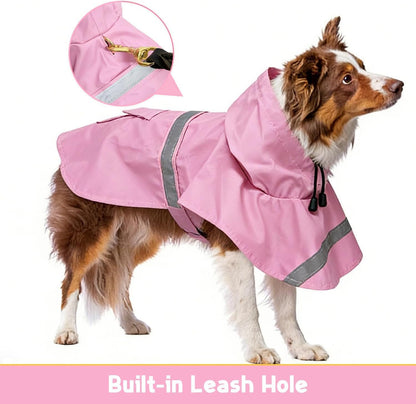 Dog Raincoat, Adjustable Puppy Rain Jacket with Hooded, Lightweight Waterproof Dog Rain Coat for Large Medium Small Dogs(Yellow, Small)