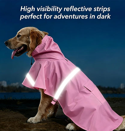Dog Raincoat, Adjustable Puppy Rain Jacket with Hooded, Lightweight Waterproof Dog Rain Coat for Large Medium Small Dogs(Yellow, Small)
