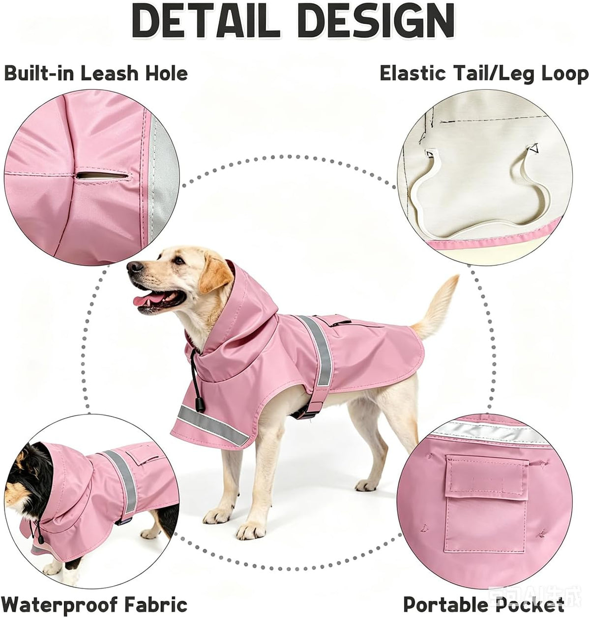Dog Raincoat, Adjustable Puppy Rain Jacket with Hooded, Lightweight Waterproof Dog Rain Coat for Large Medium Small Dogs(Yellow, Small)