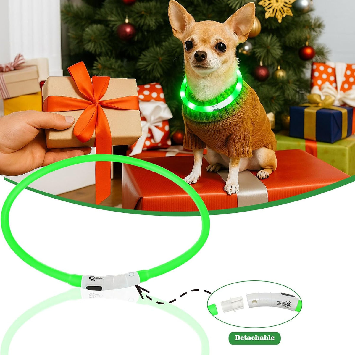 LED Dog Collar,USB Rechargeable Glowing Dog Collars, Light Up Collar Improved Pet Safety &Visibility at Night, 3 Flashing Modes,Water-Resistant LED Lighted Fits for Small Medium Large Dogs