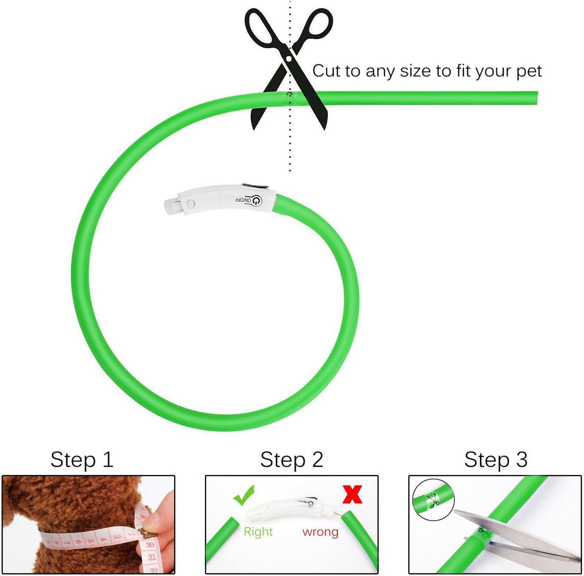 LED Dog Collar,USB Rechargeable Glowing Dog Collars, Light Up Collar Improved Pet Safety &Visibility at Night, 3 Flashing Modes,Water-Resistant LED Lighted Fits for Small Medium Large Dogs