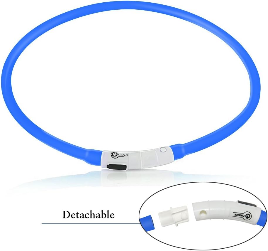 LED Dog Collar,USB Rechargeable Glowing Dog Collars, Light Up Collar Improved Pet Safety &Visibility at Night, 3 Flashing Modes,Water-Resistant LED Lighted Fits for Small Medium Large Dogs