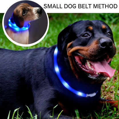 LED Dog Collar,USB Rechargeable Glowing Dog Collars, Light Up Collar Improved Pet Safety &Visibility at Night, 3 Flashing Modes,Water-Resistant LED Lighted Fits for Small Medium Large Dogs
