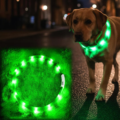 LED Dog Collar,USB Rechargeable Glowing Dog Collars, Light Up Collar Improved Pet Safety &Visibility at Night, 3 Flashing Modes,Water-Resistant LED Lighted Fits for Small Medium Large Dogs
