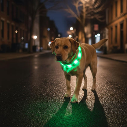 LED Dog Collar,USB Rechargeable Glowing Dog Collars, Light Up Collar Improved Pet Safety &Visibility at Night, 3 Flashing Modes,Water-Resistant LED Lighted Fits for Small Medium Large Dogs