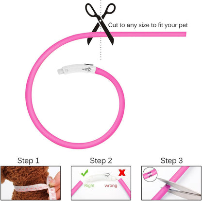 LED Dog Collar,USB Rechargeable Glowing Dog Collars, Light Up Collar Improved Pet Safety &Visibility at Night, 3 Flashing Modes,Water-Resistant LED Lighted Fits for Small Medium Large Dogs