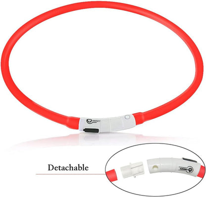 LED Dog Collar,USB Rechargeable Glowing Dog Collars, Light Up Collar Improved Pet Safety &Visibility at Night, 3 Flashing Modes,Water-Resistant LED Lighted Fits for Small Medium Large Dogs