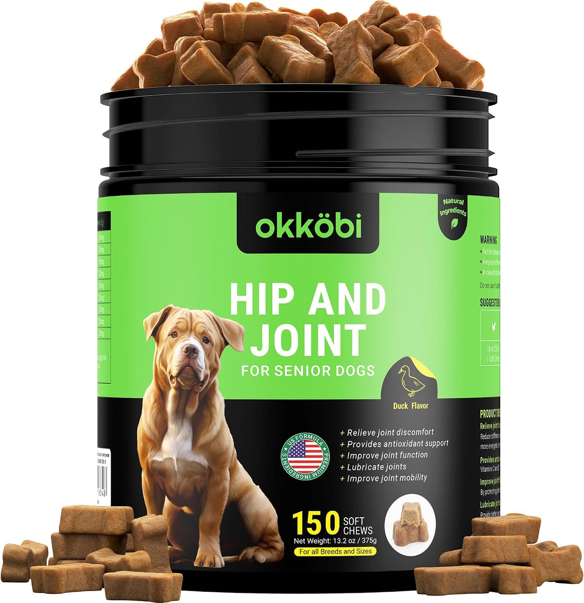 Glucosamine HCL & Hip and Joint Chews for Dogs - 150 pcs - Advanced Hip and Joint Support for Senior Dogs - with MSM & Green Lipped Mussel - Chicken