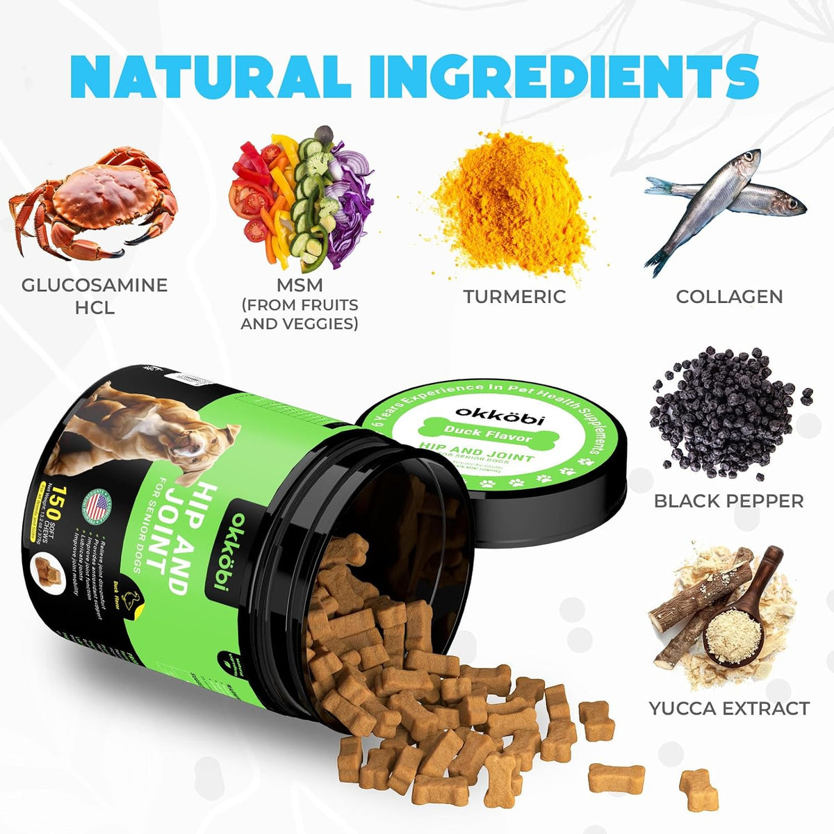 Glucosamine HCL & Hip and Joint Chews for Dogs - 150 pcs - Advanced Hip and Joint Support for Senior Dogs - with MSM & Green Lipped Mussel - Chicken