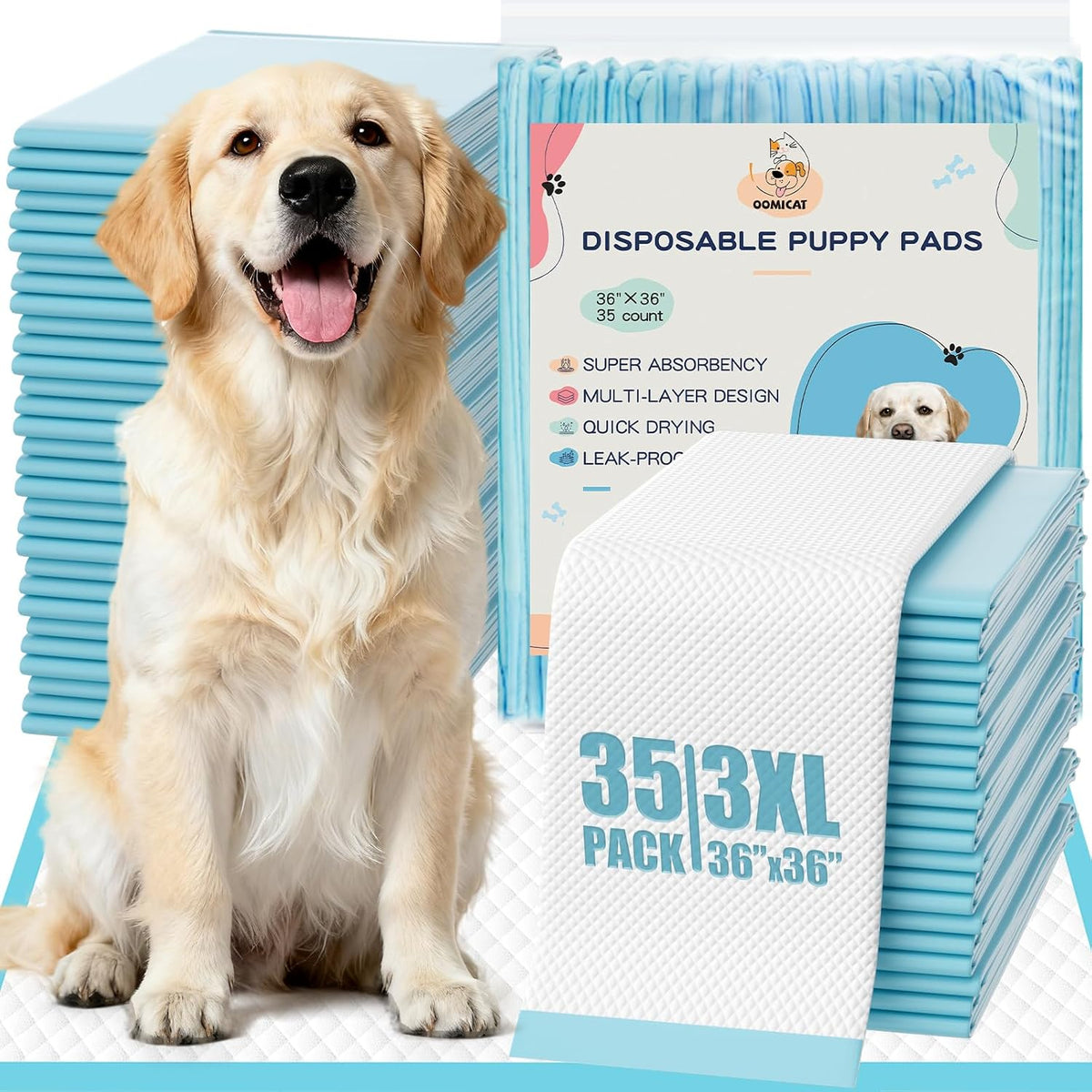 XXXL Dog Pee Pads Extra Large 36"x36", Heavy Duty XXL Puppy Pads for Large Dogs, Super Absorbent Potty Pads & Pet Training Mats