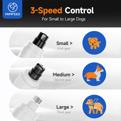 Dog Nail Grinder with LED Light, Ultra Quiet 3-Speed Electric Nail File for Small Medium Large Dogs & Cats, Rechargeable Pet Nail Grinder with Trimmer (White)