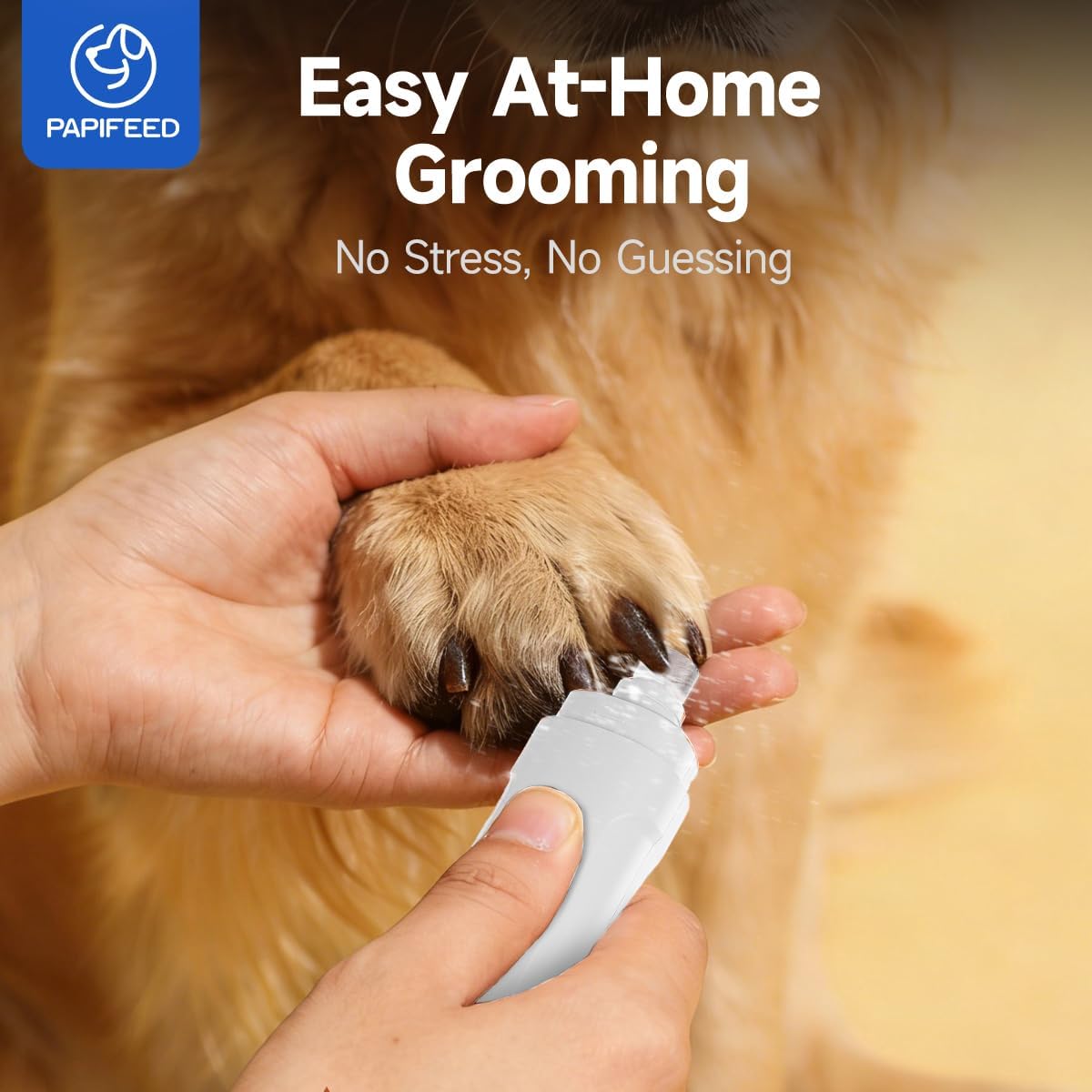 Dog Nail Grinder with LED Light, Ultra Quiet 3-Speed Electric Nail File for Small Medium Large Dogs & Cats, Rechargeable Pet Nail Grinder with Trimmer (White)