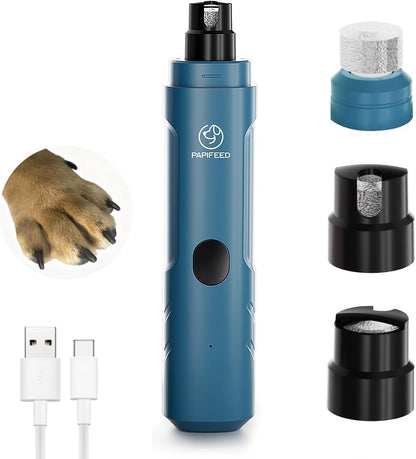Dog Nail Grinder with LED Light, Ultra Quiet 3-Speed Electric Nail File for Small Medium Large Dogs & Cats, Rechargeable Pet Nail Grinder with Trimmer (White)