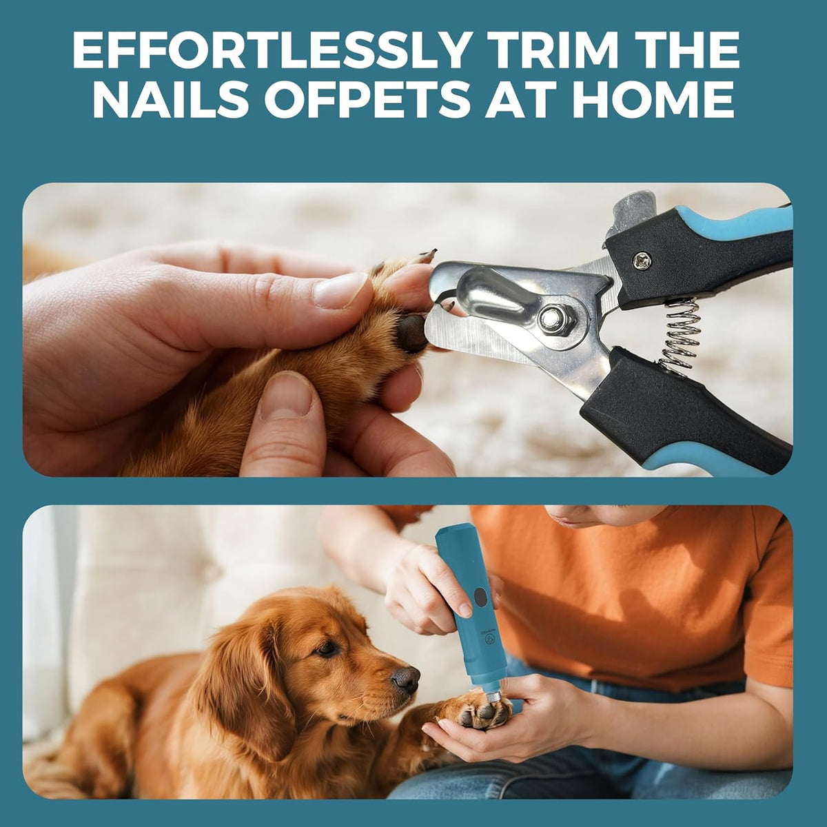 Dog Nail Grinder with LED Light, Ultra Quiet 3-Speed Electric Nail File for Small Medium Large Dogs & Cats, Rechargeable Pet Nail Grinder with Trimmer (White)