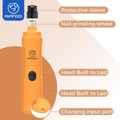 Dog Nail Grinder with LED Light, Ultra Quiet 3-Speed Electric Nail File for Small Medium Large Dogs & Cats, Rechargeable Pet Nail Grinder with Trimmer (White)