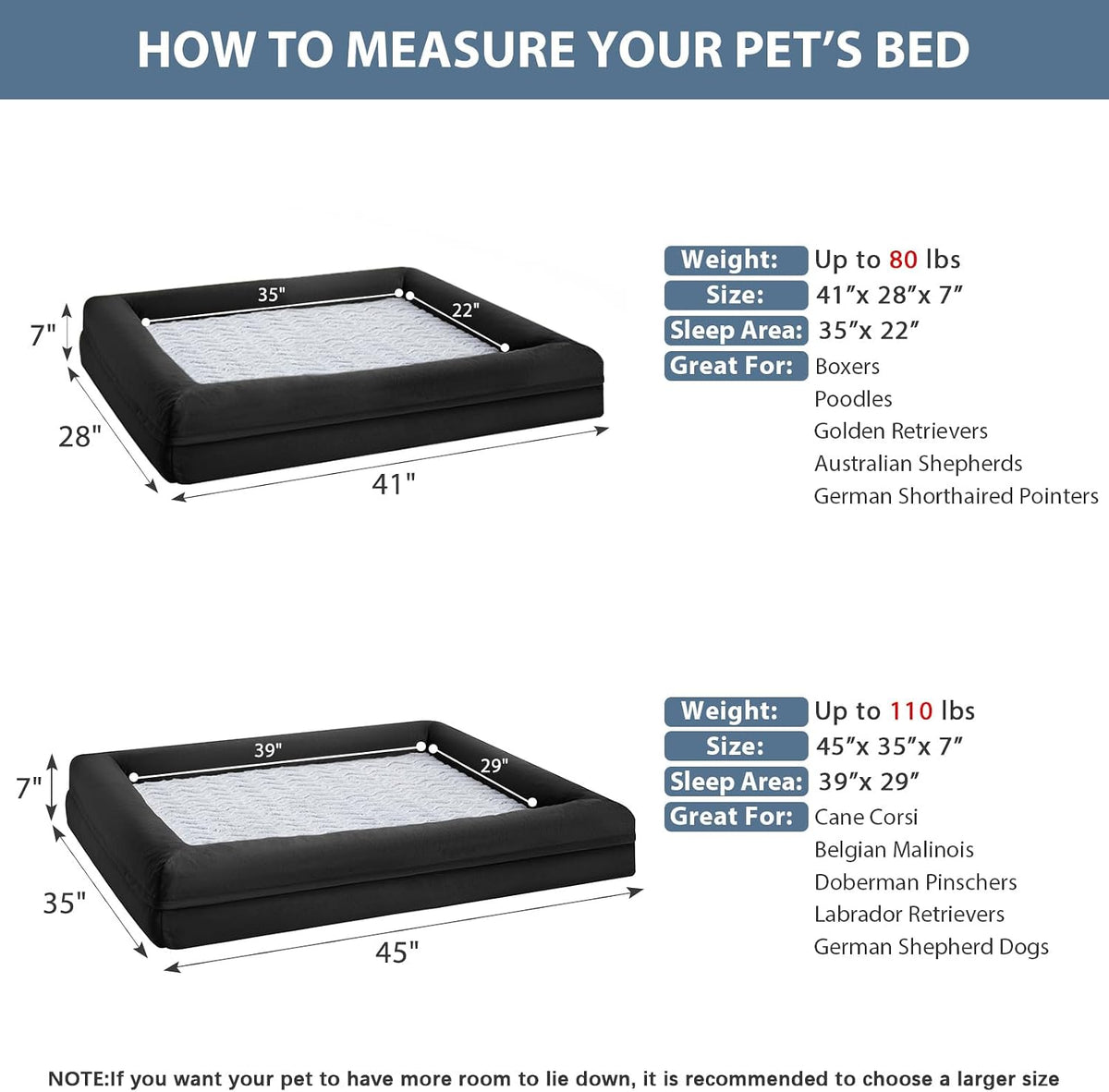 WNPETHOME XL Extra Large Orthopedic for Senior Dog Bed Comfy Sleeping