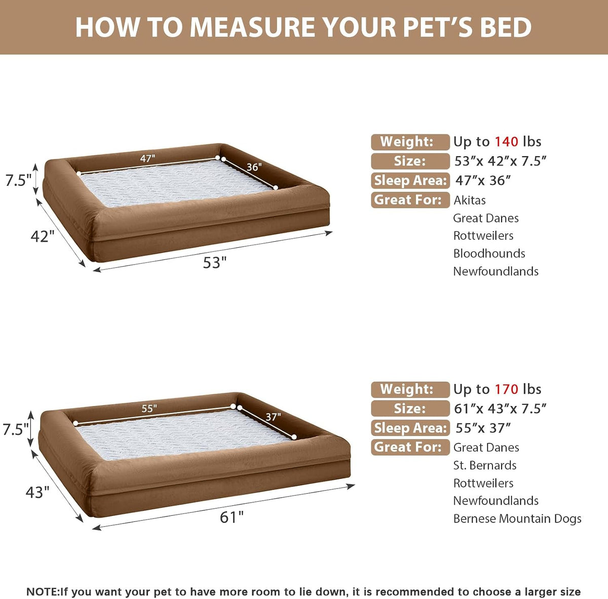 WNPETHOME XL Extra Large Orthopedic for Senior Dog Bed Comfy Sleeping