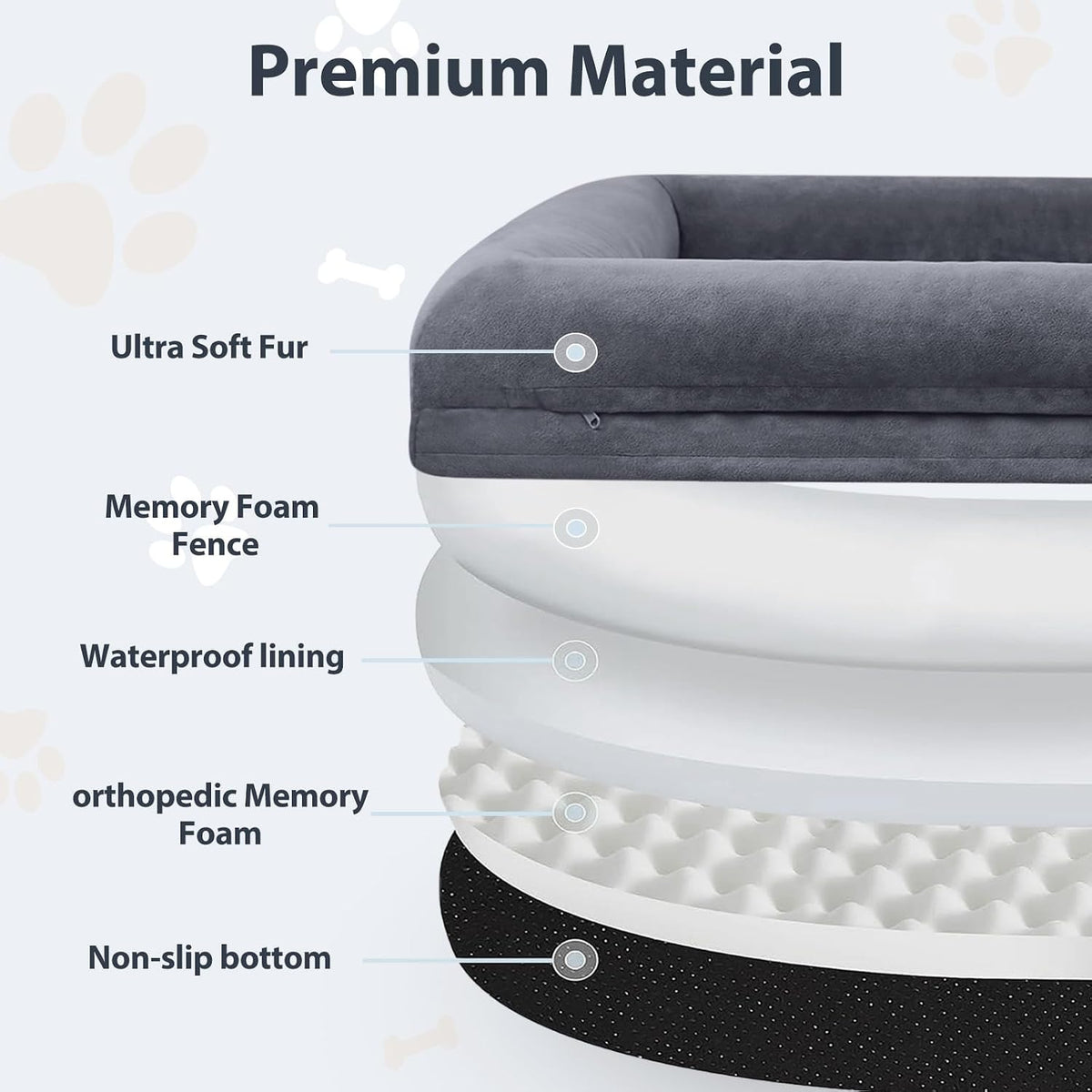 WNPETHOME XL Extra Large Orthopedic for Senior Dog Bed Comfy Sleeping