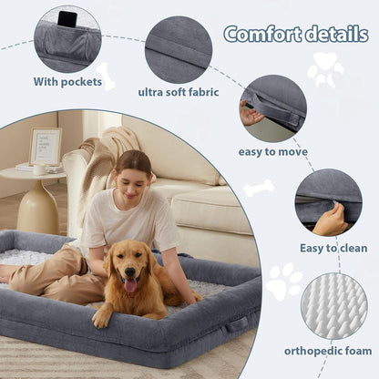 WNPETHOME XL Extra Large Orthopedic for Senior Dog Bed Comfy Sleeping