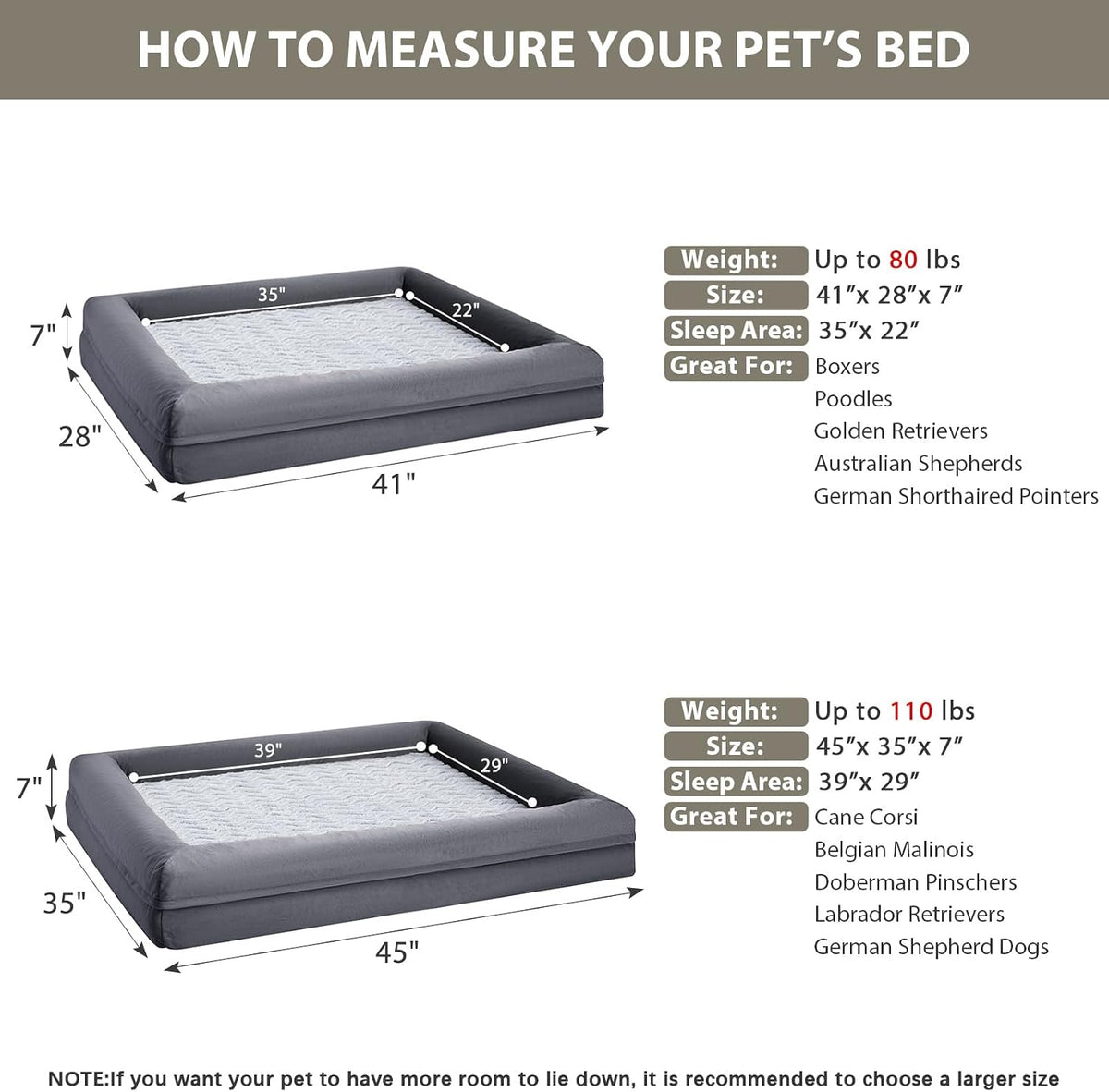 WNPETHOME XL Extra Large Orthopedic for Senior Dog Bed Comfy Sleeping