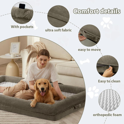 WNPETHOME XL Extra Large Orthopedic for Senior Dog Bed Comfy Sleeping