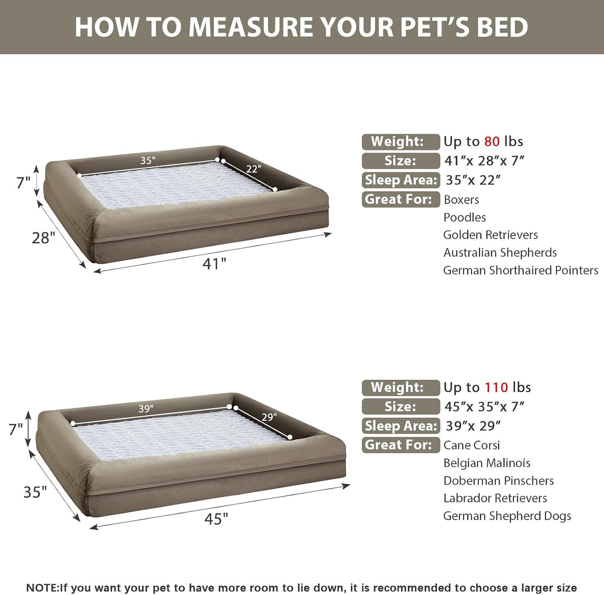 WNPETHOME XL Extra Large Orthopedic for Senior Dog Bed Comfy Sleeping