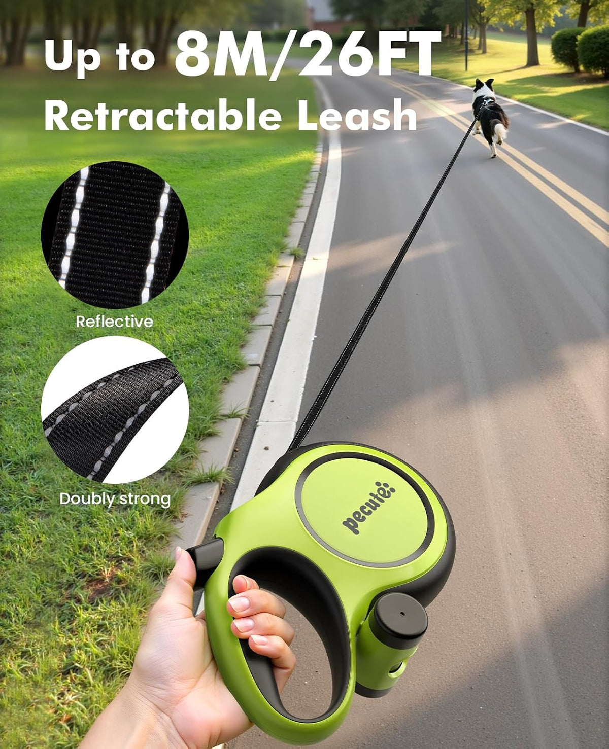 Heavy Duty Retractable Dog Leash 26ft for Large Dogs 33-110 LBS