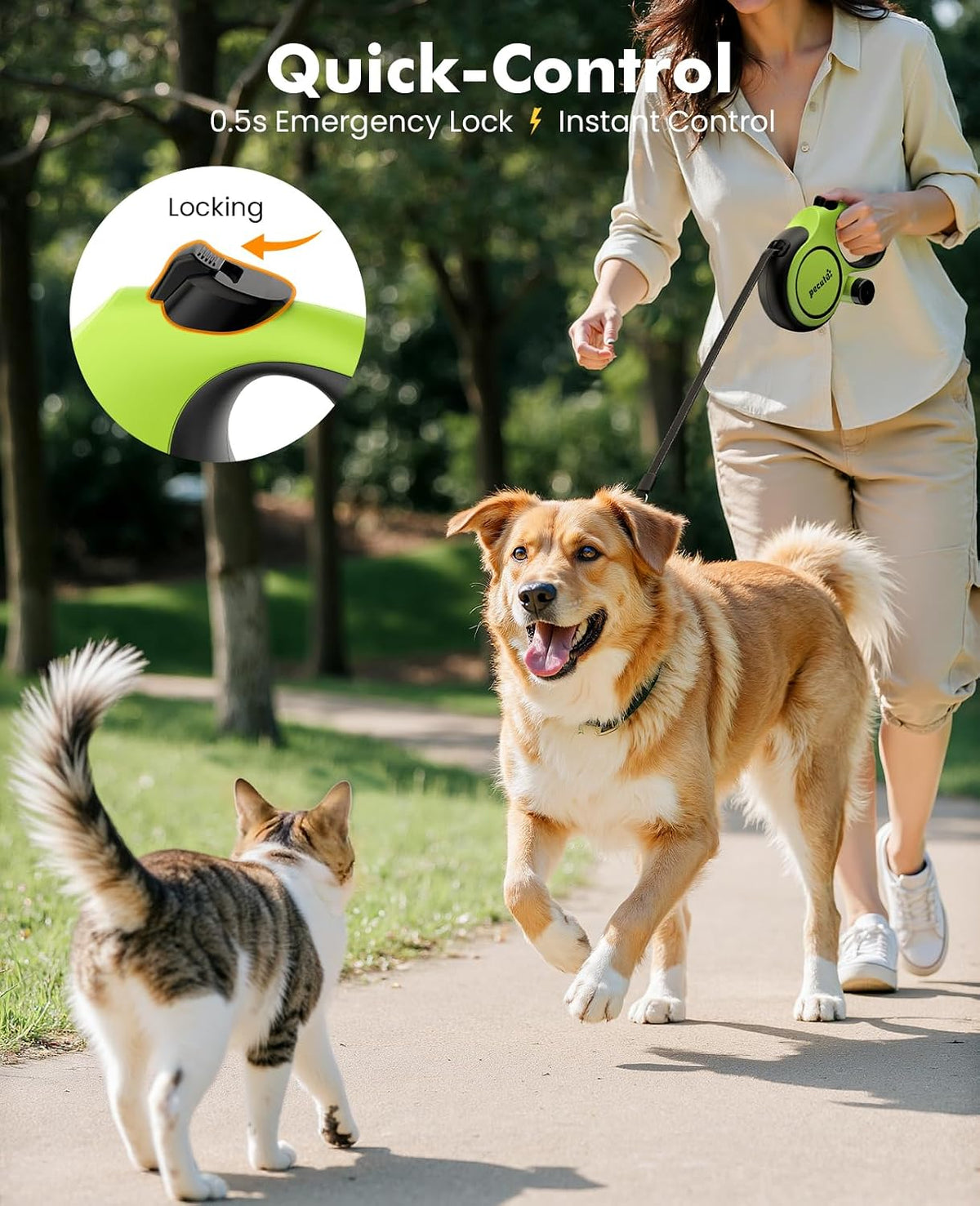 Heavy Duty Retractable Dog Leash 26ft for Large Dogs 33-110 LBS