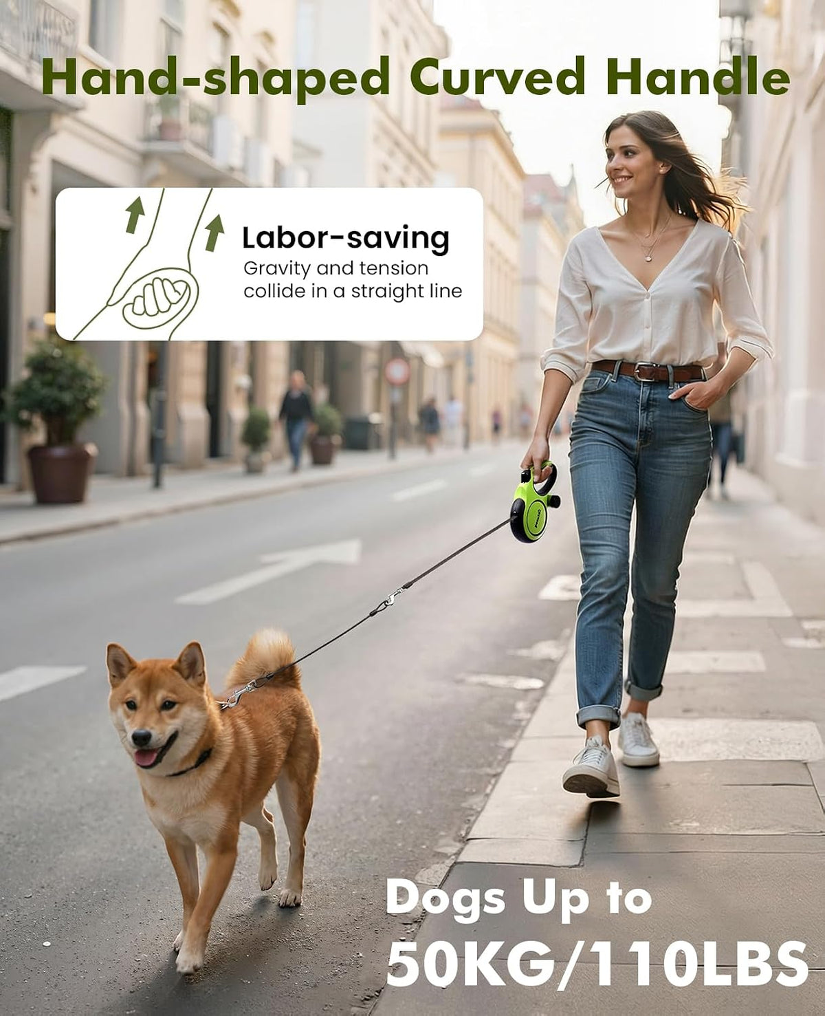 Heavy Duty Retractable Dog Leash 26ft for Large Dogs 33-110 LBS