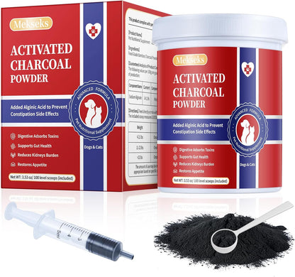 Activated Charcoal Powder for Dogs Cats, First Aid Emergency Kit 100 Scoops