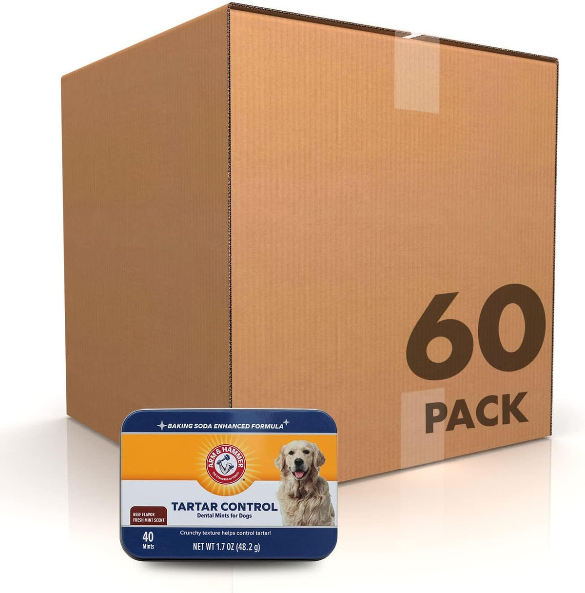 Tartar Control Dental Mints for Dogs, Beef Flavor, 40 Count