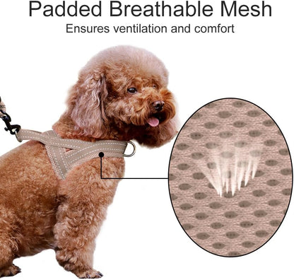 No Pull Dog Harness for Medium Sized Dog, Breathable Mesh Padded | Adjustable Reflective with Handle, Escape Proof, Quick Fit Pet Vest, with Front Clip, for Training and Walking, Beige, M