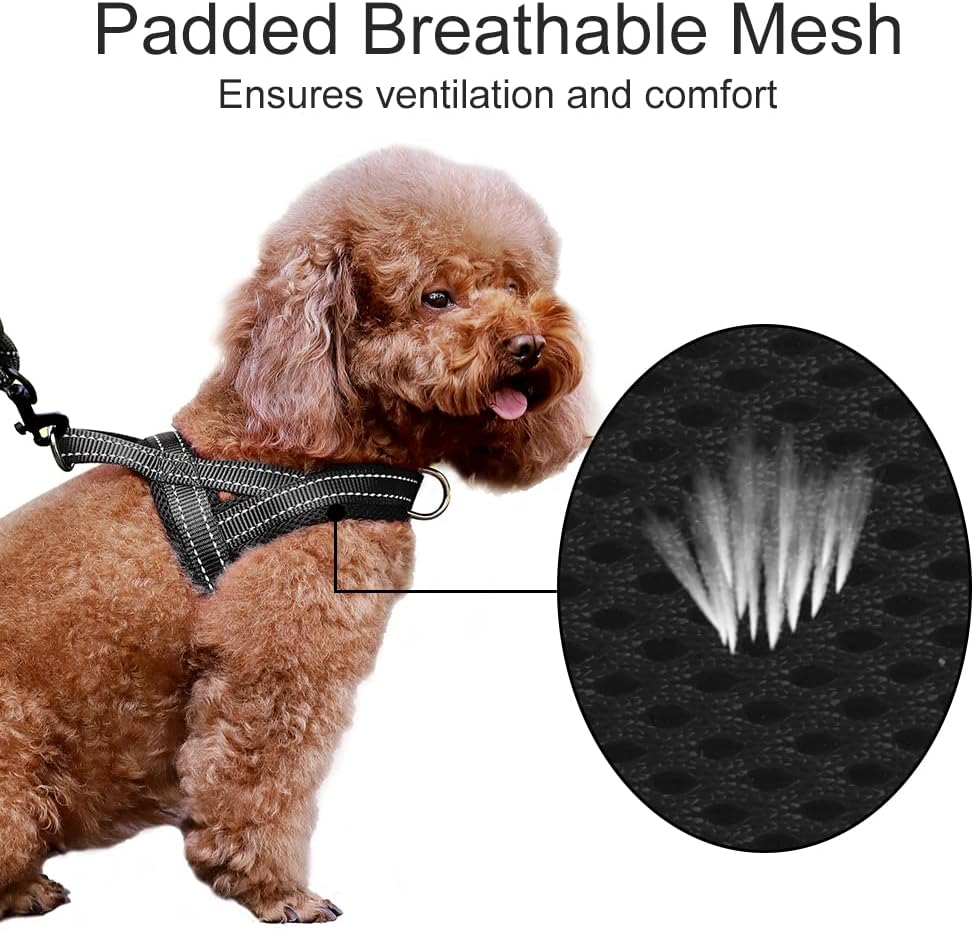 No Pull Dog Harness for Medium Sized Dog, Breathable Mesh Padded | Adjustable Reflective with Handle, Escape Proof, Quick Fit Pet Vest, with Front Clip, for Training and Walking, Beige, M